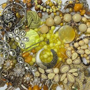Craft Jewelry Lot - 2 lbs Floral Yellow Rhinestones Statement Beads